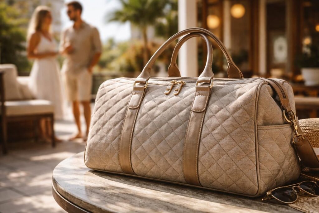 découvrez le cabas matelassé façon sac de sport, l'accessoire parfait pour allier style et praticité lors de vos week-ends. emportez tout l'essentiel avec élégance et confort.