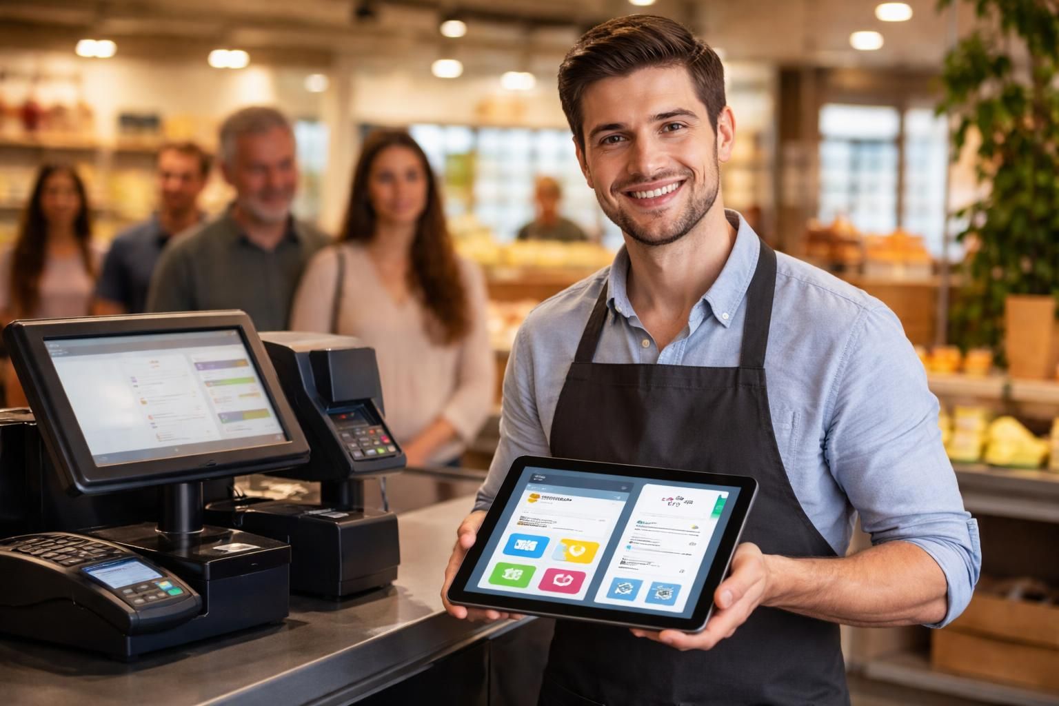 simplifiez le passage en caisse avec notre solution tactile : fidélité client intégrée et e-ticket instantané pour une expérience sans stress.