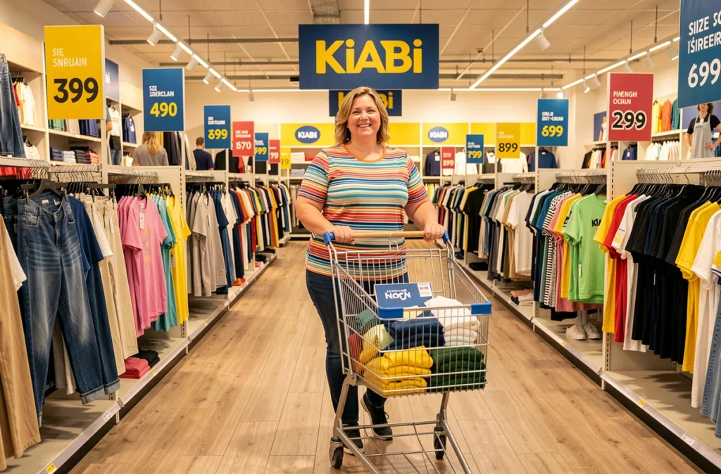 Une cliente grande taille faisant ses achats dans le magasin Kiabi à Saint-Herblain