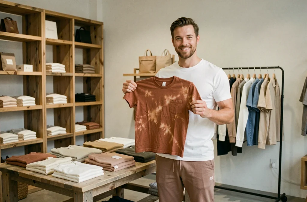 Boutique Raisonnable proposant une mode masculine responsable avec des vêtements aux matières naturelles